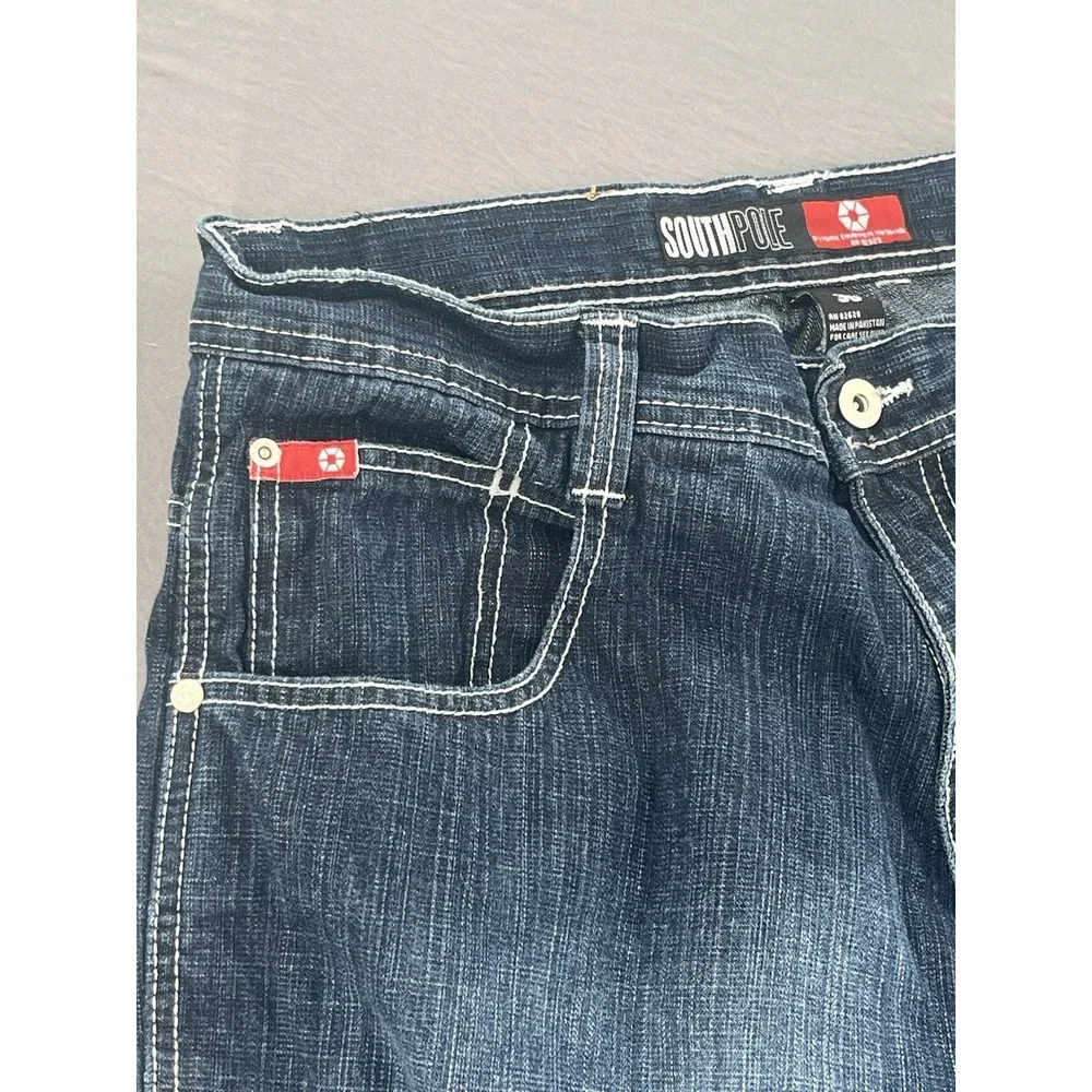 Southpole Jeans Mens 36x30 Black Dark Wash Baggy RN82628 Y2K Vintage